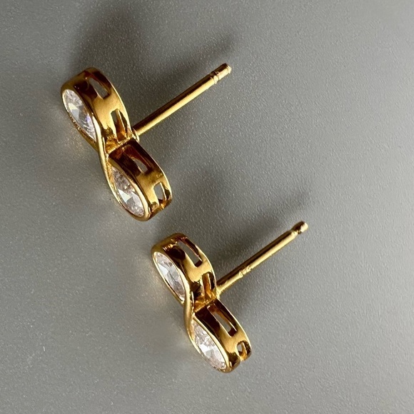 14K Gold Vermeil Infinity Stud Earrings - Picture 12 of 15